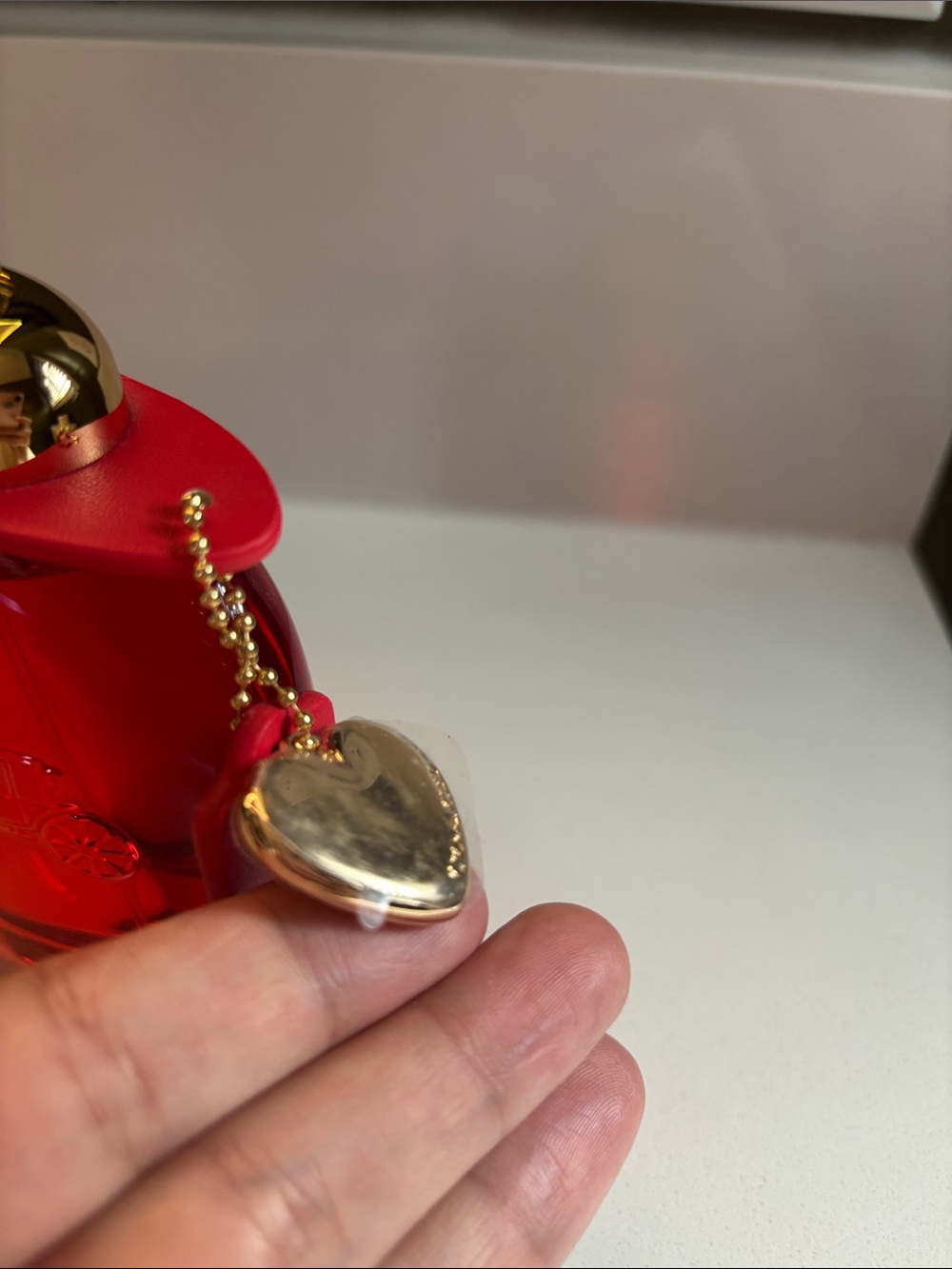 Coach love Red Glass Bottle with Gold Cap and Heart Charm - Picture 3 of 6